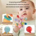 thumbnail image 5 of Juguetes Montessori para bebés de 0 a 12 meses, mordedor con sonajero sensorial, juguetes de desarrollo de actividad de agarre, juguetes de dentición de silicona para bebés, 5 of 5