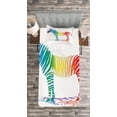 thumbnail image 3 of Ambesonne Colorful Quilted Bedspread Set 2 Pcs, Zebra Rainbow Colors, Twin Size, Multicolor, 3 of 3