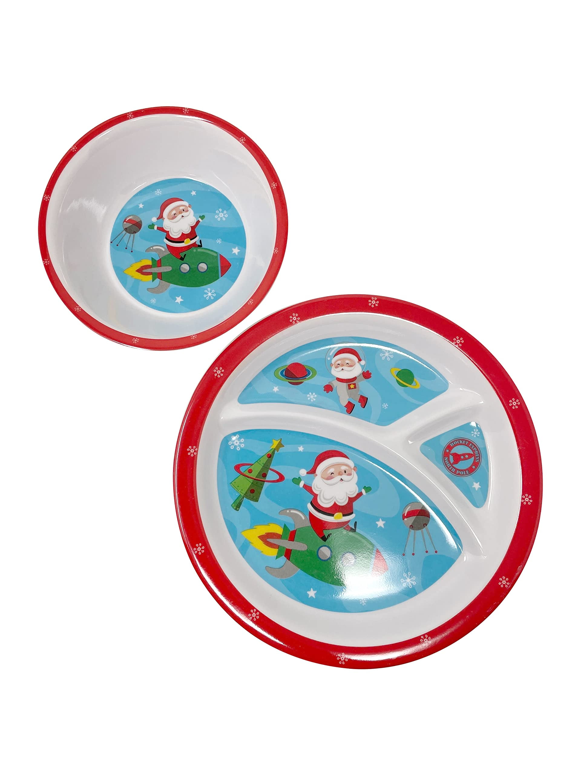 Kids Divided Plates with Bowl Set for Christmas, Christmas