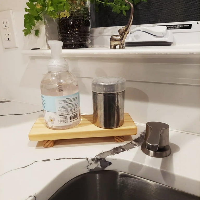 Wood Pedestal Soap Stand, Farmhouse Wood Riser, Soap Dish Holder/Tray  Counter Decor for Bathroom Kitchen, Rustic Candle Plant Holder, Display