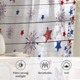 thumbnail image 6 of Independence Day Semi Sheer Curtains Drapes for Living Room, Bedroom, French Doors Window 96 Inches Long, Red Blue Star Firework Wooden Grain Rod Pocket Chiffon Curtain Drapery Voile Draperies Panel, 6 of 8
