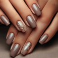 thumbnail image 1 of 24Pcs Press On Acrylic Nail Tips With Flower Design Brown Full Cover False Nails For Manicure, 1 of 9