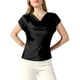 thumbnail image 1 of Blusa casual elegante de satén con cuello de cowl para mujer, manga corta, talla XL, color negro, 1 of 6