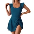 thumbnail image 2 of Minjewel Women's Slimming One-Piece Swimsuits, Ruched Tummy Control & Triangle Liner with Sexy Cutout, Bathing Suit for Beach & Pool,Blue L, 2 of 6