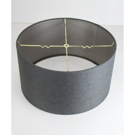 Granite Gray Burlap Shallow Drum Lampshade 18x18x10