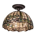 thumbnail image 4 of Meyda Tiffany 260208 Tiffany Dragonfly 3 Light 12" Wide Semi-Flush Ceiling Fixture -, 4 of 7