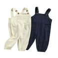 thumbnail image 2 of FNNMNNR Toddler Baby Kids Girls Boys Suspender Overalls Button Shoulder Straps Bib Pants Outfits Apricot 5-6 Years, 2 of 7