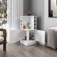 thumbnail image 2 of Corner Bar Cabinet with White Finish | Five or More Shelves for Storage | Particle Board as Core Material | Display Essentials Stylishly, 2 of 3