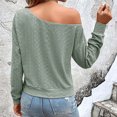 thumbnail image 4 of Pompotops Haut d'Automne Décontracté pour Femmes Couleur Unie Col Asymétrique Blouses Manches Longues Haut Manches Longues Col Asymétrique Blouses en Solde, 4 of 8