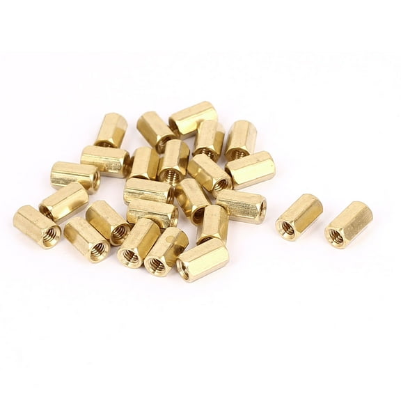 Unique Bargains M4 x 10mm Female Thread Brass Hex Standoff Spacers Rod Spacer Coupler Nut 25Pcs