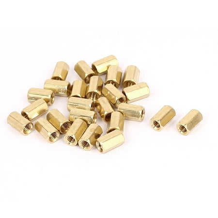 

M4 x 10mm Female Thread Brass Hex Standoff Pillar Rod Spacer Coupler Nut 25pcs