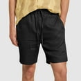 thumbnail image 2 of Pantalones de Hombre Elástico Cintura Músculo Casual Imitación Algodón Lino Textura Atado Cinco Cuartos de Pantalones Cortos, 2 of 8