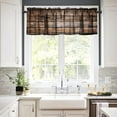 thumbnail image 4 of Brown Wood Rustic Valance Curtain Lumbers Colors Rod Pocket Valance Window Treatments 1 Panel Short Curtains for Kitchen Farmhouse Living Room Bathroom Bedroom 54 x 18 in, 4 of 6