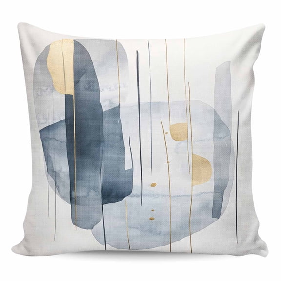 Throw Pillow Covers 24x24 Inch, Navy Blue Abstract Art Decorative Pillow Cases for Couch Sofa Bed, Geometric Luxury Modern Art Cotton Linen Square Home Decor Pillowcases with Hidden Zipper