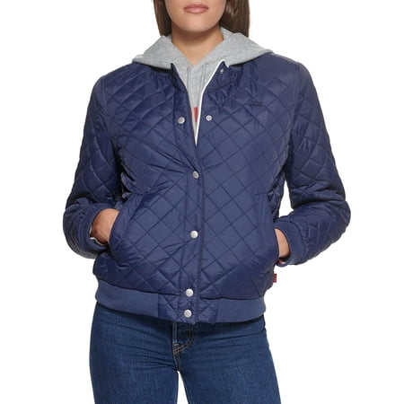 Levi's Women's Diamond Quilted Jacket With Corduroy Collar - Lightweight Warmth & Casual Style