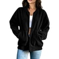 thumbnail image 5 of HAOTAGS Women’s Casual Corduroy Zip-Up Jacket Soft Loose-Fit Long Sleeve Outerwear with Front Pocket Black Size M, 5 of 8