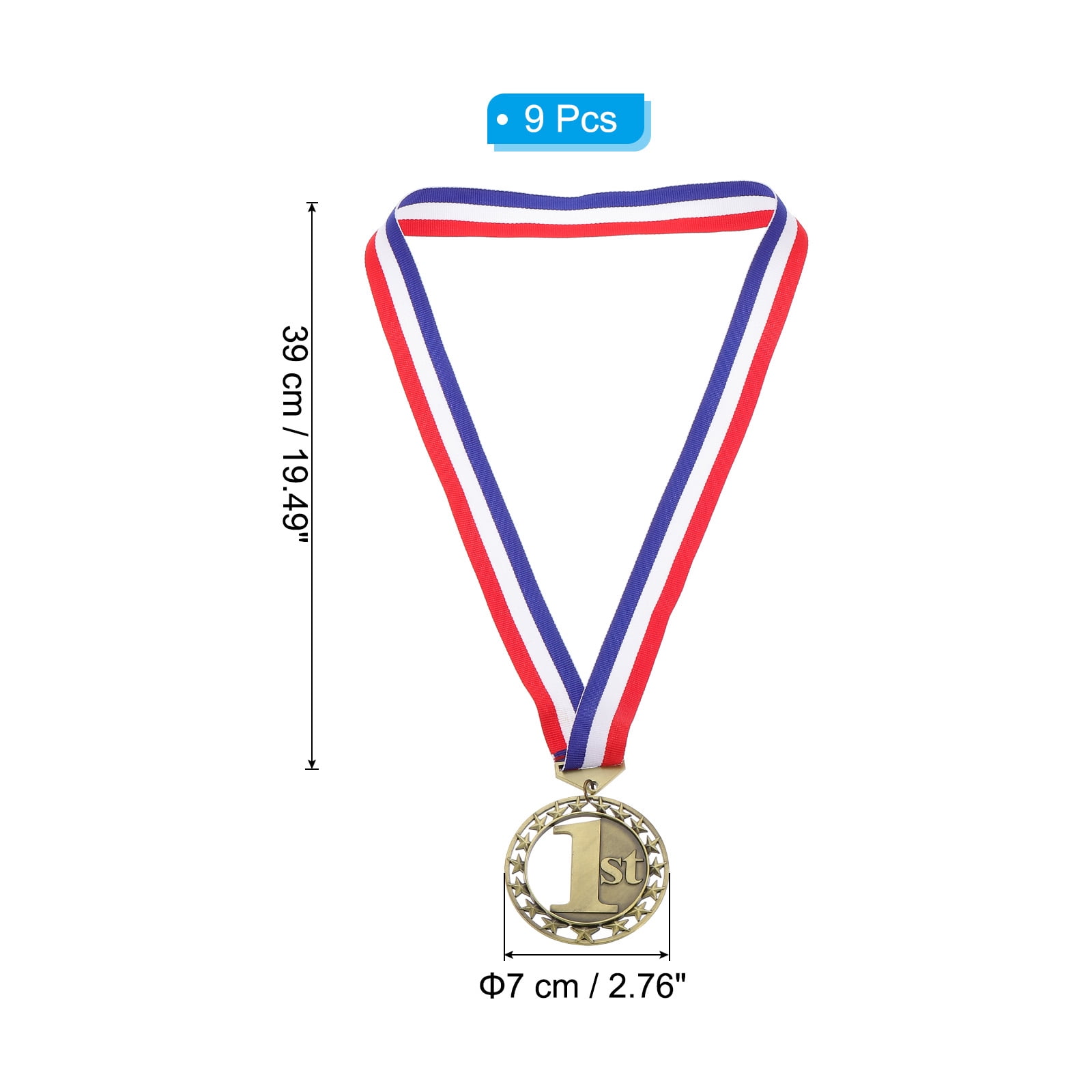 Uxcell Award Medals, 9 Pcs 1st Metal Competition Medals, Gold