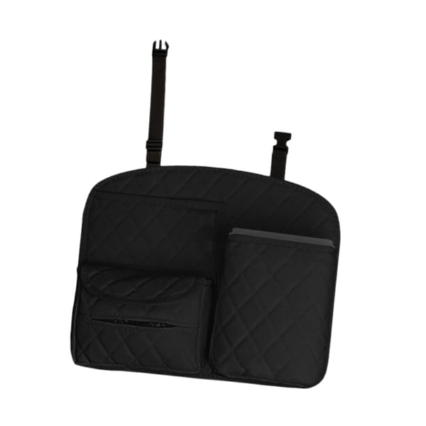 Bolsa colgante de cuero PU para asiento trasero de coche, organizador impermeable para teléfono móvil Negro