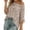 Khaki, variant on Women's Breathable Hollow Out Knit T-Shirt Casual Round Neck Short Sleeve Top For Daily Beach Wear Oversized T-shirts Short Sleeve Crewneck Casual Tops