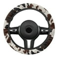 thumbnail image 2 of Yuyamidu Brown Cow Print Steering Wheel Cover Winter Steering Wheel Accessories Soft Flannel Steering Cover for Automobile Sedan Fluffy Car Wheel Cover, 2 of 7