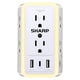 thumbnail image 1 of Protector contra sobretensiones Power Strip Sharp USB con 6 enchufes y 3 USB, 1 of 7