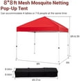 thumbnail image 3 of 8x8 Pop Up Canopy with Ten, Beach Tent with One Push Setup, Waterproof Outdoor Beach Canopy, Pop-Up Sun Shelter Canopy with Wheeled Bag for Parties, Beach, Outdoor, Red, 3 of 7
