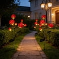 thumbnail image 1 of Solar - Powered Outdoor Artificial Rose Ground Lights, Rubber Material, Multi - Color Led String, Auto On/Off, 29.1", Red, QFL, 1 of 6