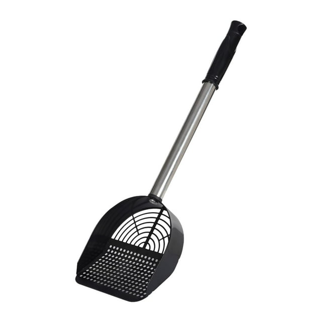 Pala para arena de gatos, malla resistente de acero inoxidable, herramienta de limpieza, malla portátil para limpieza de mascotas, para caja de gatos Negro