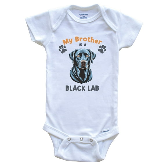 My Brother is a Black Lab Cute Dog Breed Baby Bodysuit, 0-3 months white