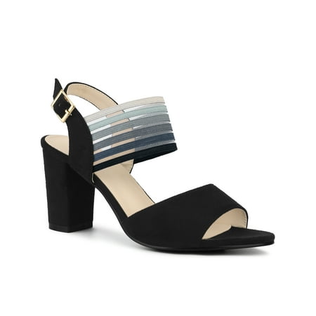 

Perphy Women s Sandals Colorful Elastic Strap Chunky Heels Sandals