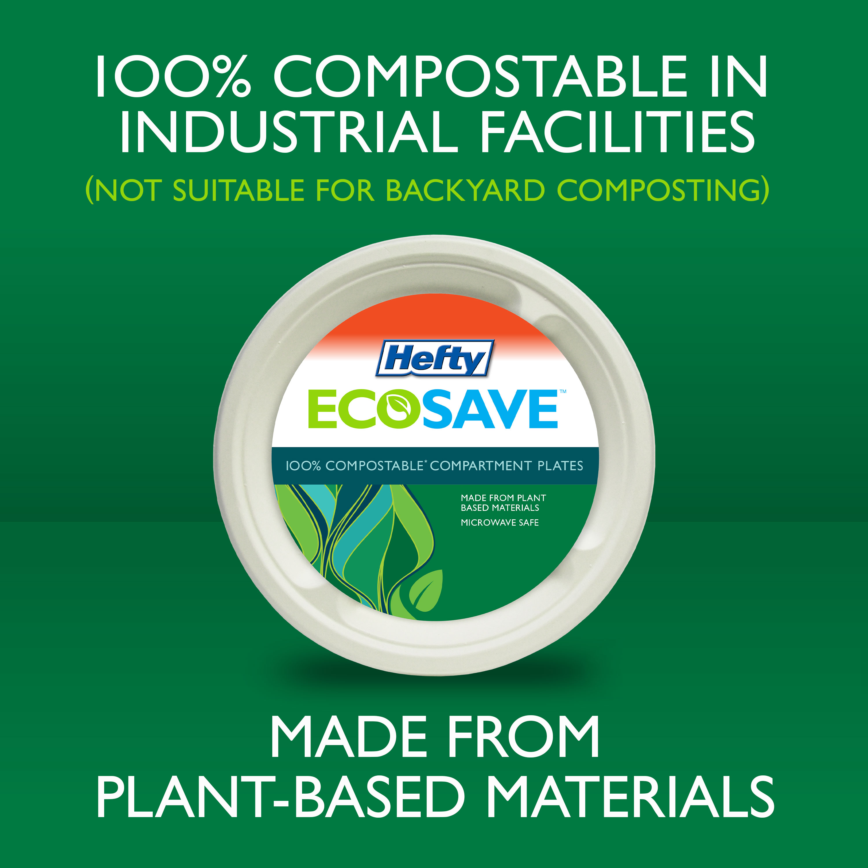 Hefty ECOSAVE Compostable Paper Plates, 10-1/8 inch, 16 Count - image 3 of 7