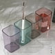 thumbnail image 2 of Xiao Hua 2 portacepillos de dientes cuadrado transparente o vaso de baño irrompible, elegante y duradero (rosa), 2 of 5
