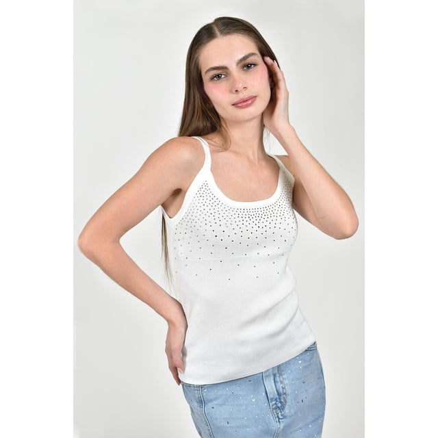 Top de tirantes con brillo /Juvenil, 0315 (Blanco) blanco CH