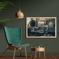 thumbnail image 2 of Antique Wall Art with Frame, Antique Store Inventory Old Gramophone Sewing Machine Other Early 20 Century Stuff, Printed Fabric Poster for Bathroom Living Room, 35" x 23", Sepia, by Ambesonne, 2 of 2