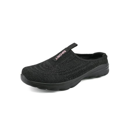

Lacyhop Womens Slip-On Mule Sneaker Garden Clog Breathable Walking Shoes Beach Summer Sandals Black 5.5