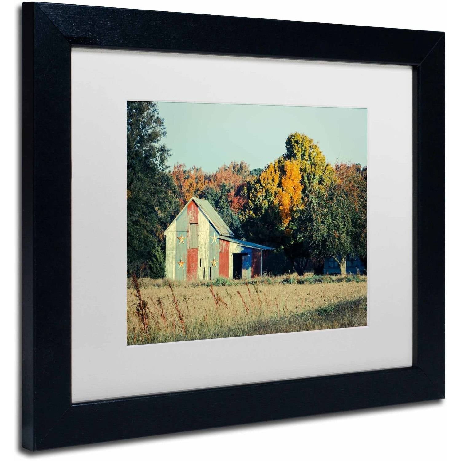 Trademark Fine Art 'Patriotic Barn in Field' Canvas Art by PIPA Fine Art, White Matte, Black Frame