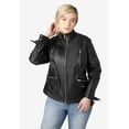 thumbnail image 4 of Ellos Women's Zip Front Leather Jacket Leather Jacket, 4 of 6