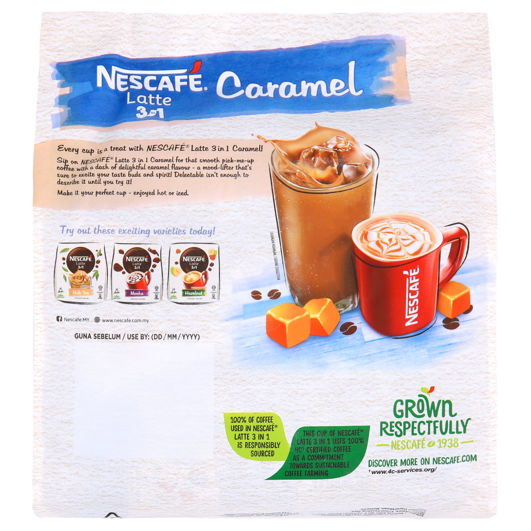 Nescafe 3 in 1 CARAMEL Coffee Latte - Instant Coffee Packets - Single Serve  Flavored Coffee Mix