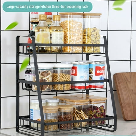 

And Bedroom Bathroom Offices - 3 For Bathroom Storage Organization Organizer Organizer Tier Rack Kitchen Countertop Counter Food Storage black