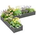 thumbnail image 1 of Outsunny L-Shaped Raised Garden Bed Galvanized Steel Planter Box Light Grey, 1 of 10