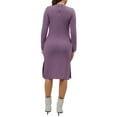 thumbnail image 3 of INSPIRE CHIC Womens Maternity Dress Long Sleeve Soft Round Neck Bodycon Midi Pregnancy Dress L Purple, 3 of 6