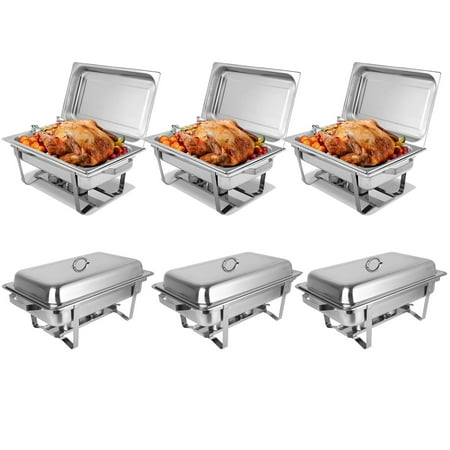 Zimtown (Pack of 6) 8 Quart Full Size Chafing Dishes Buffet, Food Grade Stainless Steel, Catering Chafer Warmer Set for for Weddings Parties Banquets Catering