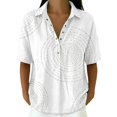thumbnail image 4 of Endives Women's Linen Shirt Short Sleeve Shirt Collared Blouse for Women Casual Button Down Shirt Beach Vacation Outfits Hawaiian Shirt for Women White M, 4 of 7