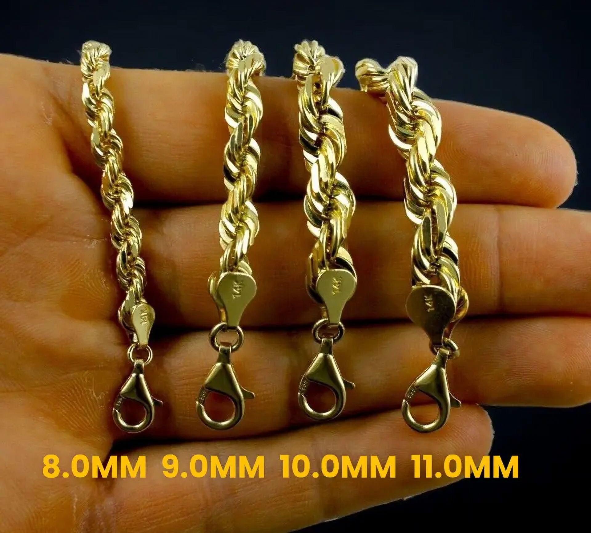 Chain 14K Yellow Gold Solid Rope Chain Necklace Diamond Cut Real Men Women Jewelry 52.5g | 6.0mm | 20 Inches | MADE IN ITALY