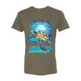 thumbnail image 2 of Swimming Sea Turtle Animal Lover Mens Premium Tri Blend T-Shirt, Military Green, Small, 2 of 3