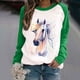 thumbnail image 2 of Moda mujer primavera otoño Color a juego impreso manga larga cuello redondo Casual camisetas Pompotops  gfhjh18603, 2 of 4