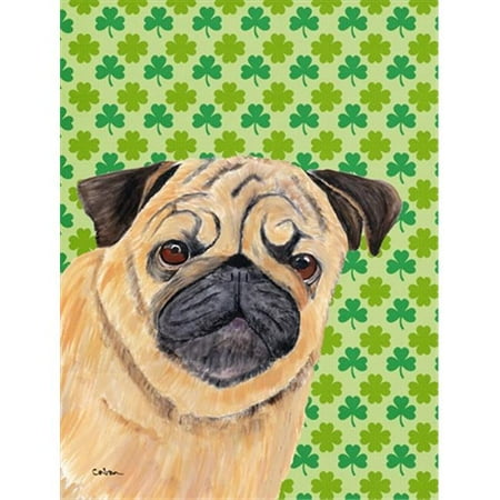 15 x 15 in. Pug St. Patricks Day Shamrock Portrait Garden Size Flag