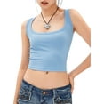thumbnail image 2 of Mialoley Femmes Été Court Tricot Gilet Couleur Unie Dos Nu Carré Sans Manches Crop Tops, 2 of 9