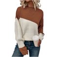 thumbnail image 2 of NTACZA Crewneck Fall Sweaters Comfort Chunky Knit Color Blocks Sweaters Outerwear Casual Oversized Winter Clothes Sweater Drop Shoulder Coffee, 2 of 6