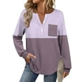 thumbnail image 7 of Enjoytime Womens Tops Fashion Patchwork V-Neck Button Down Shirts Business Casual Long Sleeve Blouses Fall Wnter Trendy Clothes 2025 Purple M, 7 of 7
